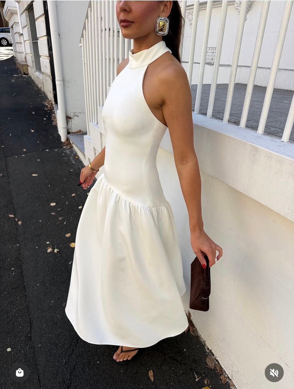Elliatt Nolana Drop Waist Midi Dress in White Size XS